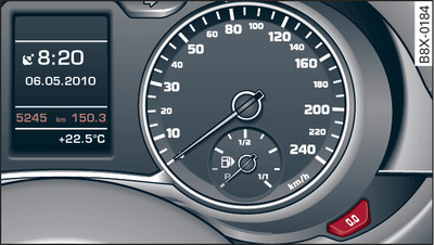 Instrument cluster: Mileage recorder and reset button